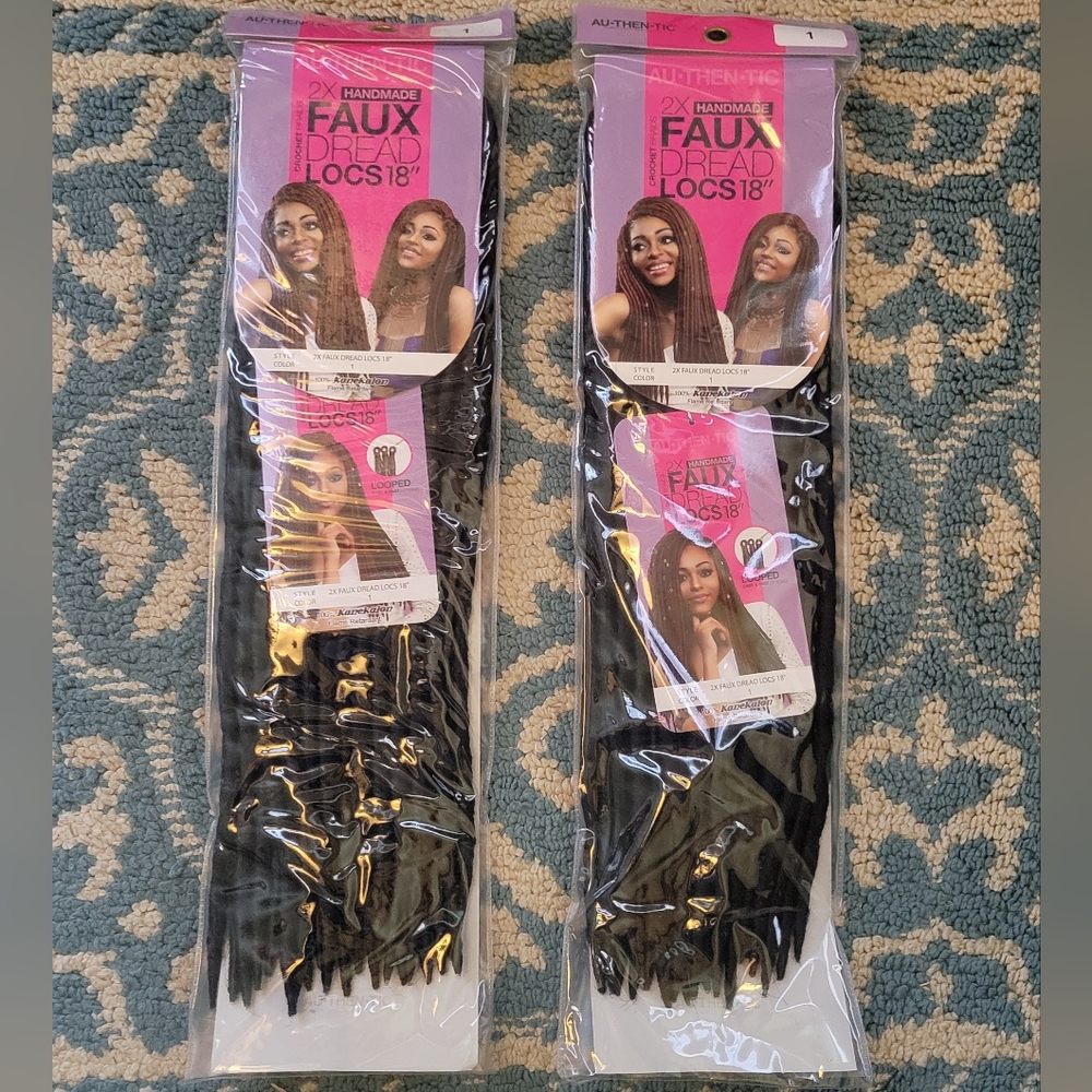 2X Handmade Faux Dread Locs 18" Crochet 2 Packs Looped Ends